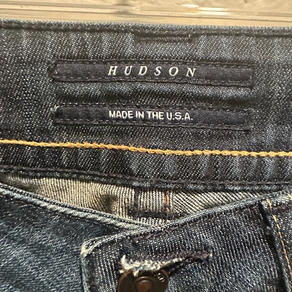 Vintage Y2K Hudson Low Rise Flare Jeans 2000s Distressed Dark Wash Denim - Sz 27 - Picture 5 of 16